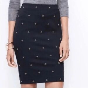 Garnet Hill Wool Blend Pencil Skirt Front Beading Lined size 8